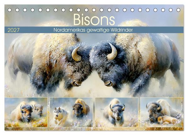 Produktbild: Bisons. Nordamerikas gewaltige Wildrinder (Tischkalender 2027 DIN A5 quer), CALVENDO Monatskalender