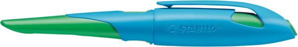 Produktbild: STABILO Ergonomischer Schulf&uuml;ller f&uuml;r Linksh&auml;nder mit Anf&auml;nger-Feder A -   EASYbirdy in himmelblau/grasgr&uuml;n - Einzelstift - inklusive Patrone