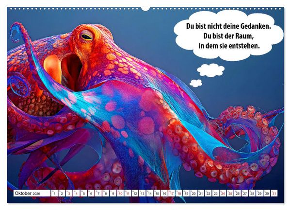 Produktbild: Stille Pfoten, weise Worte - Tiere zeigen dir den Weg zu mehr Gelassenheit (hochwertiger Premium Wandkalender 2026 DIN A2 quer), Kunstdruck in Hochglanz