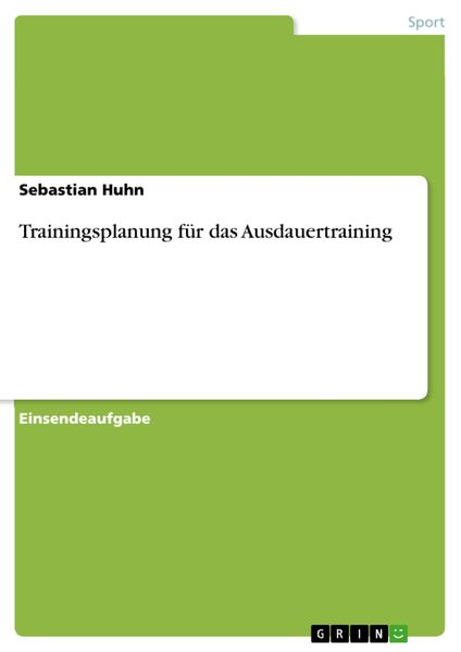 Produktbild: Trainingsplanung f&uuml;r das Ausdauertraining