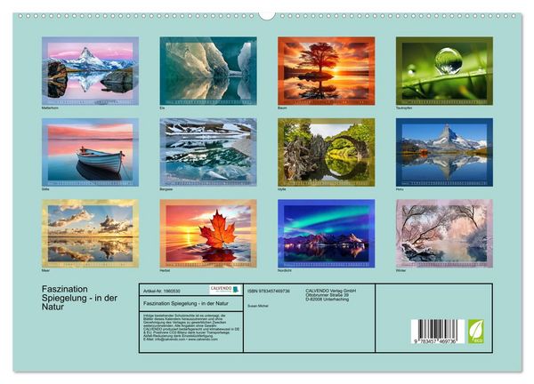 Produktbild: Faszination Spiegelung - in der Natur (hochwertiger Premium Wandkalender 2026 DIN A2 quer), Kunstdruck in Hochglanz