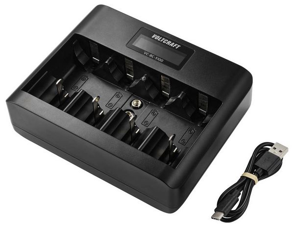 Produktbild: VOLTCRAFT VC-BC-5100 Rundzellen-Ladeger&auml;t NiMH, LiIon Mignon (AA), Micro (AAA), Baby (C), Mono (D), 9 V Block