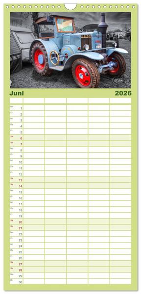 Produktbild: Familienplaner 2026 - Trecker - Oldtimer mit 5 Spalten (Wandkalender, 21 x 45 cm) CALVENDO