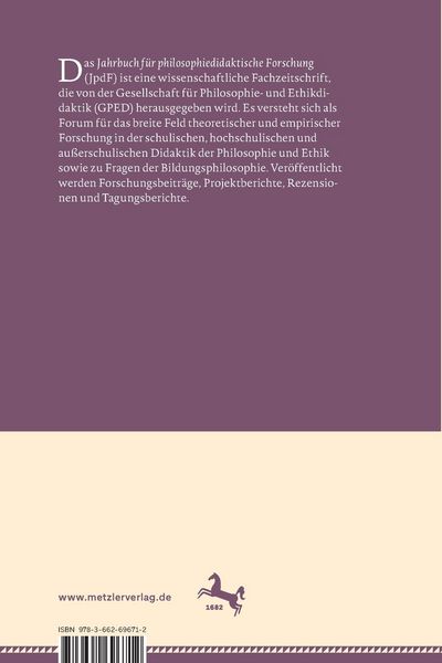Produktbild: Jahrbuch f&uuml;r philosophiedidaktische Forschung 2024