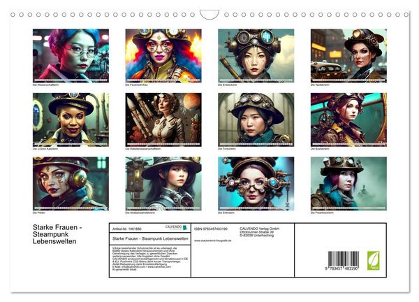 Produktbild: Starke Frauen - Steampunk Lebenswelten (Wandkalender 2026 DIN A3 quer), CALVENDO Monatskalender