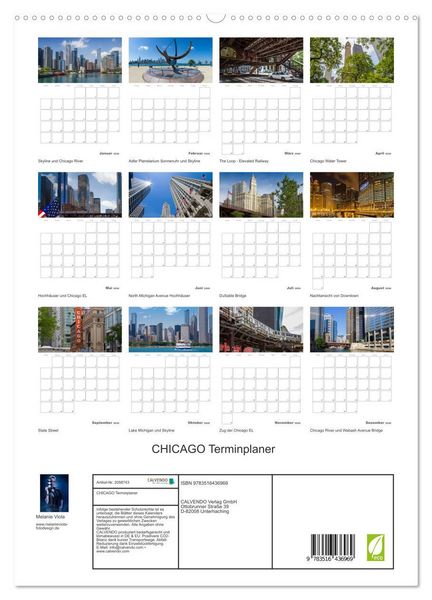 Produktbild: CHICAGO Terminplaner (hochwertiger Premium Wandkalender 2026 DIN A2 hoch), Kunstdruck in Hochglanz