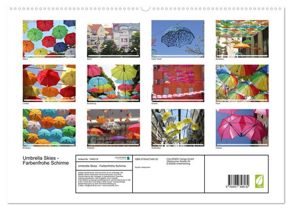 Produktbild: Umbrella Skies - Farbenfrohe Schirme (hochwertiger Premium Wandkalender 2026 DIN A2 quer), Kunstdruck in Hochglanz