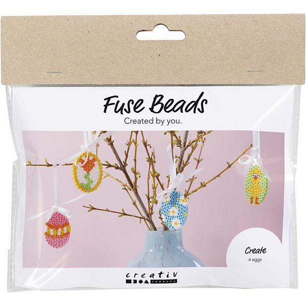 Produktbild: Creativ Company Mini Kreativ Set B&uuml;gelperlen, H&auml;ngedekorationen , in Eierform, sortierte Farben