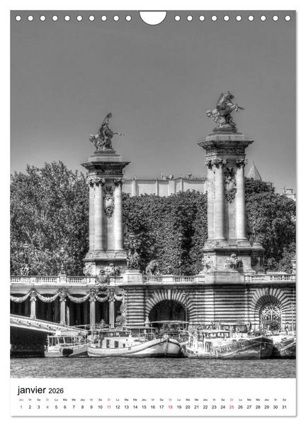 Produktbild: Paris noir blanc (Calendrier mural 2026 DIN A4 horizontal), CALVENDO calendrier mensuel