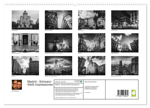 Produktbild: Madrid - Schwarz-Wei&szlig; Impressionen (hochwertiger Premium Wandkalender 2026 DIN A2 quer), Kunstdruck in Hochglanz
