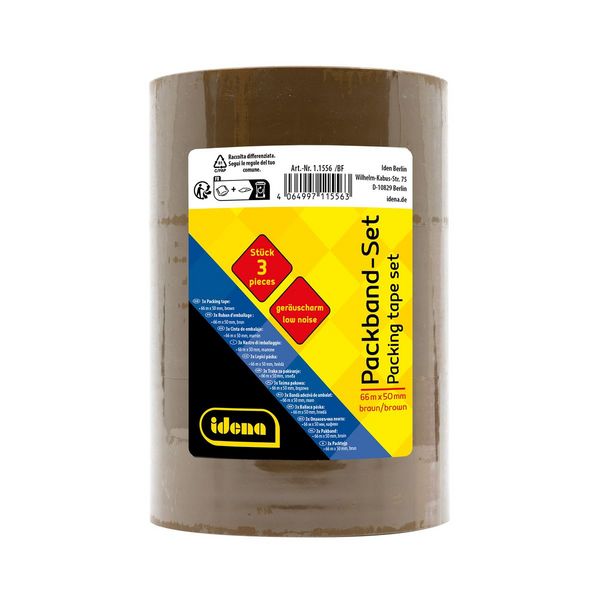 Idena Packband geräuscharm braun 5cmx66m 3 Stück
