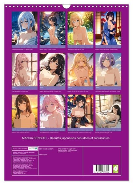 Produktbild: MANGA SENSUEL - Beaut&eacute;s japonaises d&eacute;nud&eacute;es et s&eacute;duisantes (Calendrier mural 2026 DIN A3 horizontal), CALVENDO calendrier mensuel