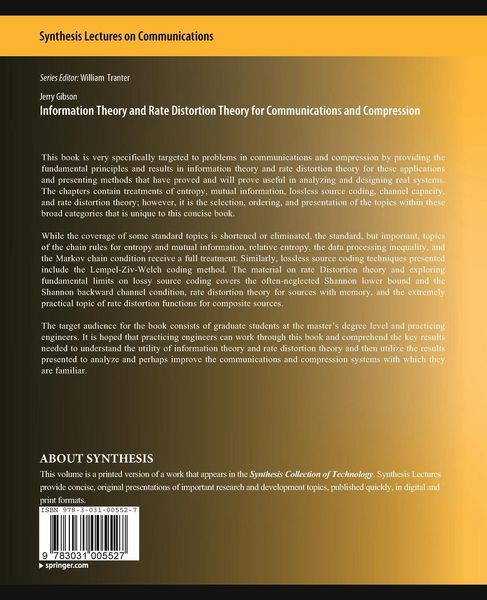 Produktbild: Information Theory and Rate Distortion Theory for Communications and Compression