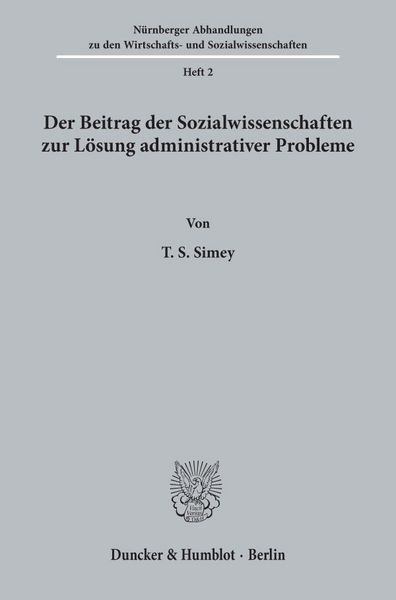 Produktbild: Der Beitrag der Sozialwissenschaften zur L&ouml;sung administrativer Probleme.