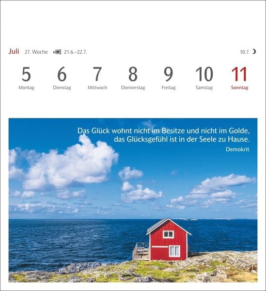 Produktbild: Momente des Gl&uuml;cks Postkartenkalender 2027 - Wochenkalender mit Zitaten, mit 53 Postkarten