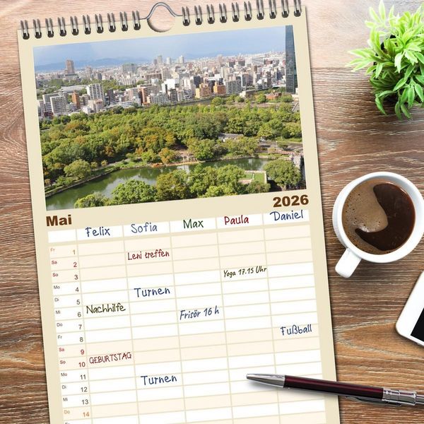 Produktbild: Familienplaner 2026 - Japan - Impressionen aus dem Land der aufgehenden Sonne mit 5 Spalten (Wandkalender, 21 x 45 cm) CALVENDO