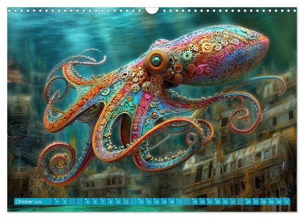 Produktbild: Aqua Mechanica &ndash; Steampunk unter dem Meer (Wandkalender 2026 DIN A3 quer), CALVENDO Monatskalender