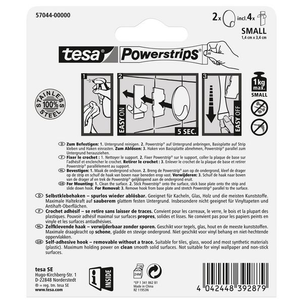 Produktbild: tesa Klebehaken Powerstrips Small Metall rund