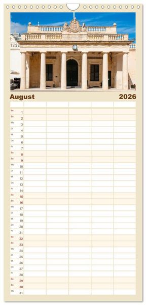 Produktbild: Familienplaner 2026 - Malta &ndash; Historisches Juwel im Mittelmeer mit 5 Spalten (Wandkalender, 21 x 45 cm) CALVENDO