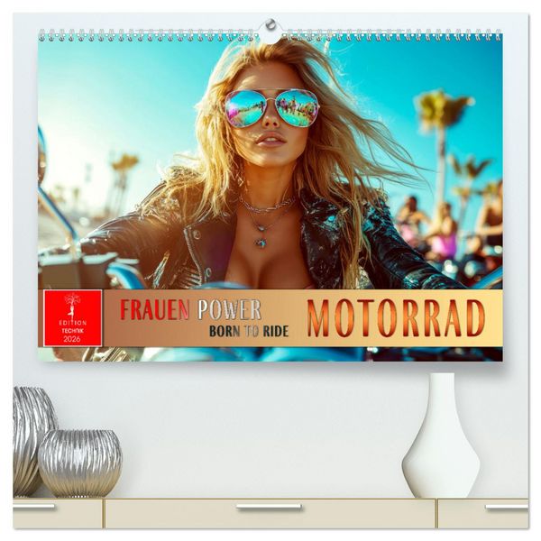 Produktbild: Frauen Power Motorrad (hochwertiger Premium Wandkalender 2026 DIN A2 quer), Kunstdruck in Hochglanz