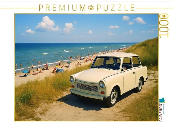 CALVENDO Puzzle Nach vielen Stunden Fahrt an der Ostsee - Trabant 601 | 1000 Teile Lege-Größe 64x48cm Foto-Puzzle für glückliche Stunden