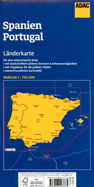 Produktbild: ADAC L&auml;nderkarte Spanien, Portugal 1:750.000