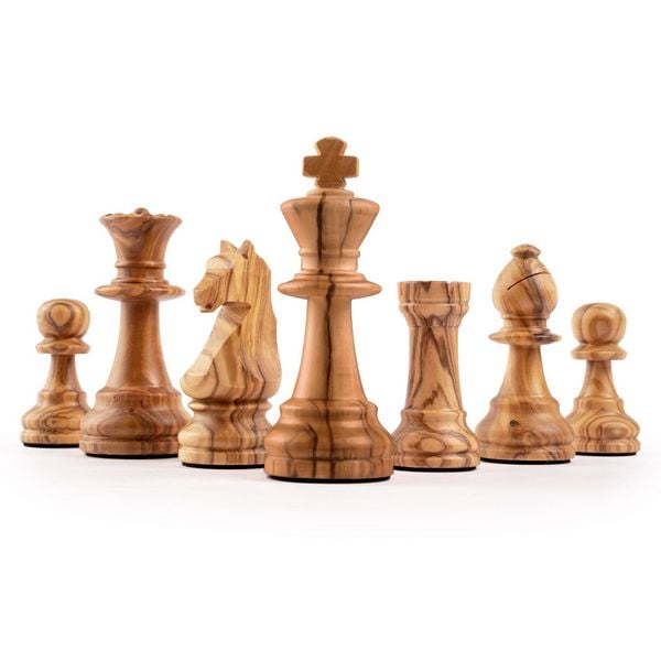 Produktbild: Schachset Schwarz Olive Deluxe, Feld 50 mm