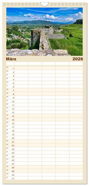 Produktbild: Familienplaner 2026 - Faszinierendes Albanien mit 5 Spalten (Wandkalender, 21 x 45 cm) CALVENDO