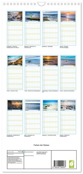 Produktbild: Familienplaner 2026 - Farben der Ostsee mit 5 Spalten (Wandkalender, 21 x 45 cm) CALVENDO
