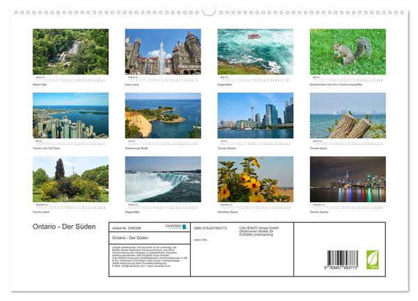 Produktbild: Ontario - Der S&uuml;den (hochwertiger Premium Wandkalender 2026 DIN A2 quer), Kunstdruck in Hochglanz