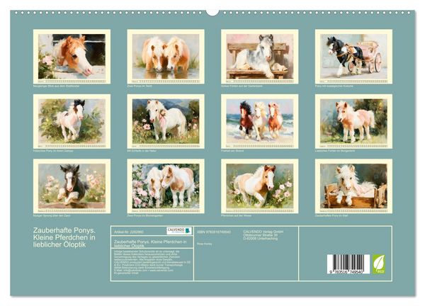 Produktbild: Zauberhafte Ponys. Kleine Pferdchen in lieblicher &Ouml;loptik (hochwertiger Premium Wandkalender 2027 DIN A2 quer), Kunstdruck in Hochglanz