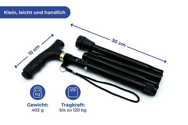 Produktbild: Gehstock faltbar mit LED, 30 x 14 x 3,5 cm