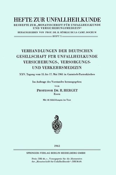 Produktbild: Verhandlungen der Deutschen Gesellschaft f&uuml;r Unfallheilkunde Versicherungs-, Versorgungs- und Verkehrsmedizin