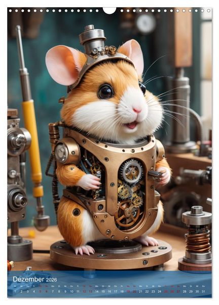 Produktbild: Roboter-Hamster - niedliche kleine Roboter (Wandkalender 2026 DIN A3 hoch), CALVENDO Monatskalender