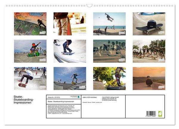 Produktbild: Skater. Skateboarding-Impressionen (Wandkalender 2026 DIN A2 quer), CALVENDO Monatskalender
