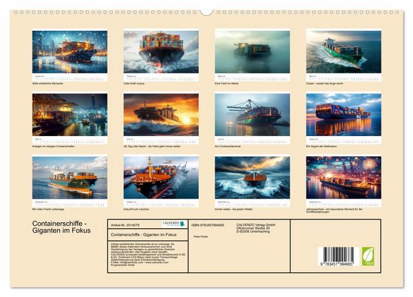 Produktbild: Containerschiffe - Giganten im Fokus (hochwertiger Premium Wandkalender 2026 DIN A2 quer), Kunstdruck in Hochglanz