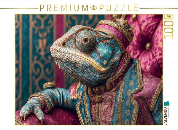 CALVENDO Puzzle Königliches Chamäleon im Thronsaal | 1000 Teile Lege-Größe 64x48cm Foto-Puzzle für glückliche Stunden