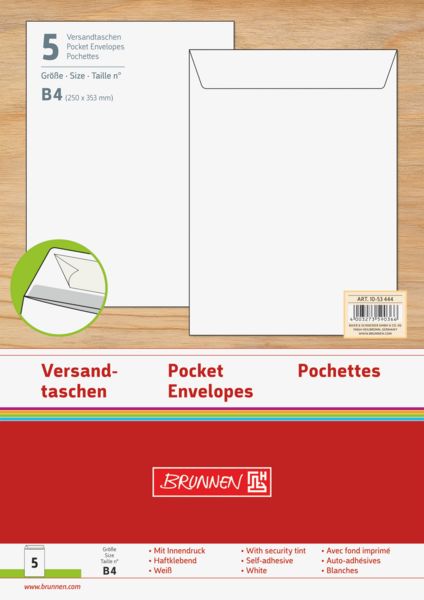 Produktbild: Brunnen Versandtasche B4 wei&szlig; 5 St&uuml;ck