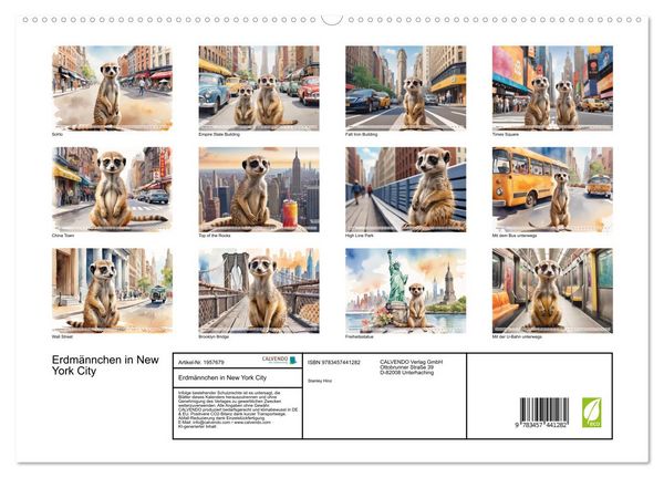 Produktbild: Erdm&auml;nnchen in New York City (hochwertiger Premium Wandkalender 2026 DIN A2 quer), Kunstdruck in Hochglanz