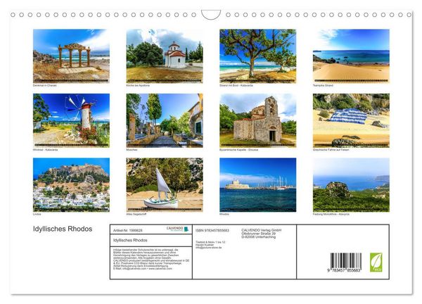 Produktbild: Idyllisches Rhodos (Wandkalender 2026 DIN A3 quer), CALVENDO Monatskalender