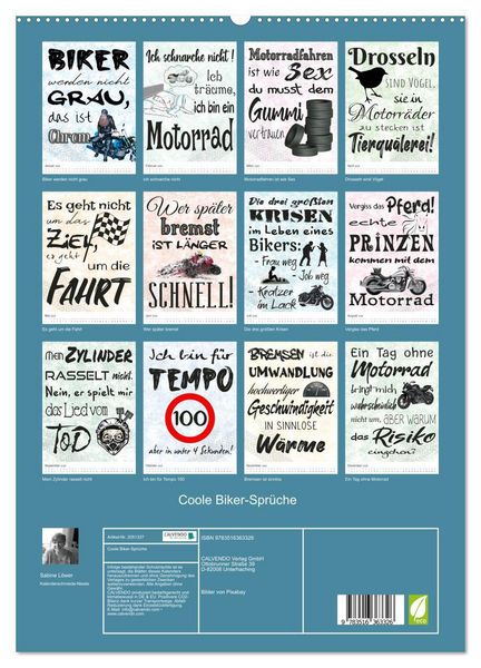 Produktbild: Coole Biker-Spr&uuml;che (Wandkalender 2026 DIN A2 hoch), CALVENDO Monatskalender