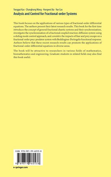 Produktbild: Analysis and Control for Fractional-order Systems