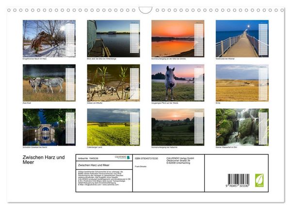 Produktbild: Zwischen Harz und Meer (Wandkalender 2026 DIN A3 quer), CALVENDO Monatskalender