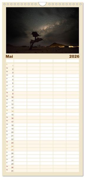 Produktbild: Familienplaner 2026 - Namibia - Sehnsucht der Ferne mit 5 Spalten (Wandkalender, 21 x 45 cm) CALVENDO