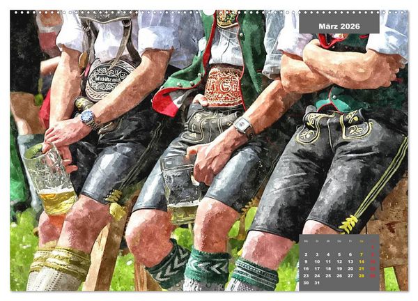 Produktbild: Heimatliches Bayern in Aquarell (hochwertiger Premium Wandkalender 2026 DIN A2 quer), Kunstdruck in Hochglanz