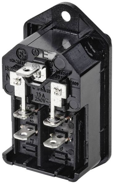 Produktbild: TRU COMPONENTS TC-10088376 Kaltger&auml;te-Steckverbinder C14 Stecker, Einbau vertikal Gesamtpolzahl: 3 10 A Schwarz 1 St.