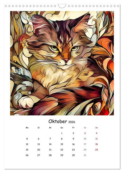 Produktbild: Jugendstil Katzen (Wandkalender 2026 DIN A3 hoch), CALVENDO Monatskalender
