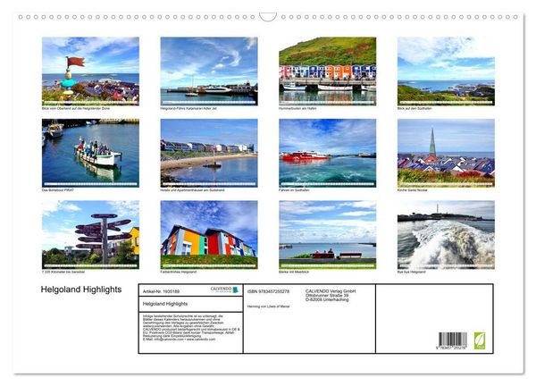 Produktbild: Helgoland Highlights (Wandkalender 2026 DIN A2 quer), CALVENDO Monatskalender
