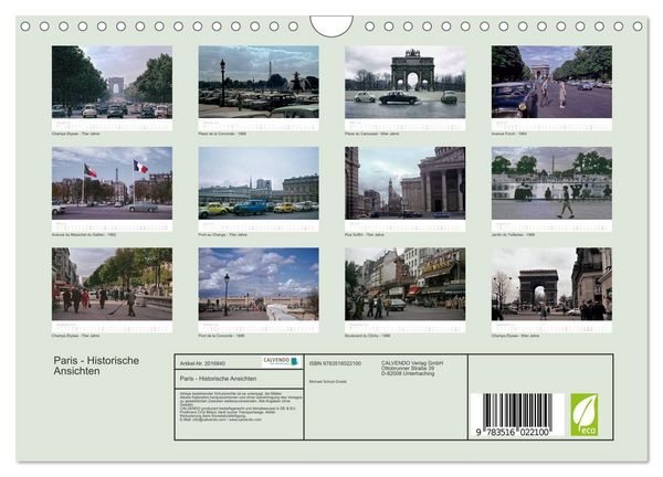 Produktbild: Paris - Historische Ansichten (Wandkalender 2026 DIN A4 quer), CALVENDO Monatskalender