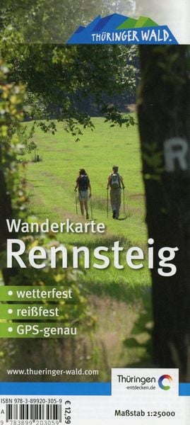 Produktbild: Publicpress Leporello Wanderkarte Rennsteig, H&ouml;rschel, Blankenstein 1:25.000
